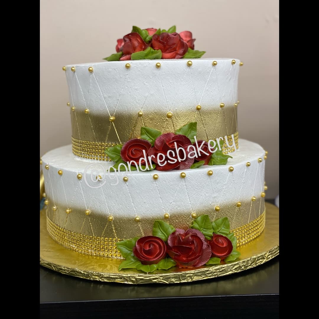 Wedding cake by Gondres Bakery in Boston, MA