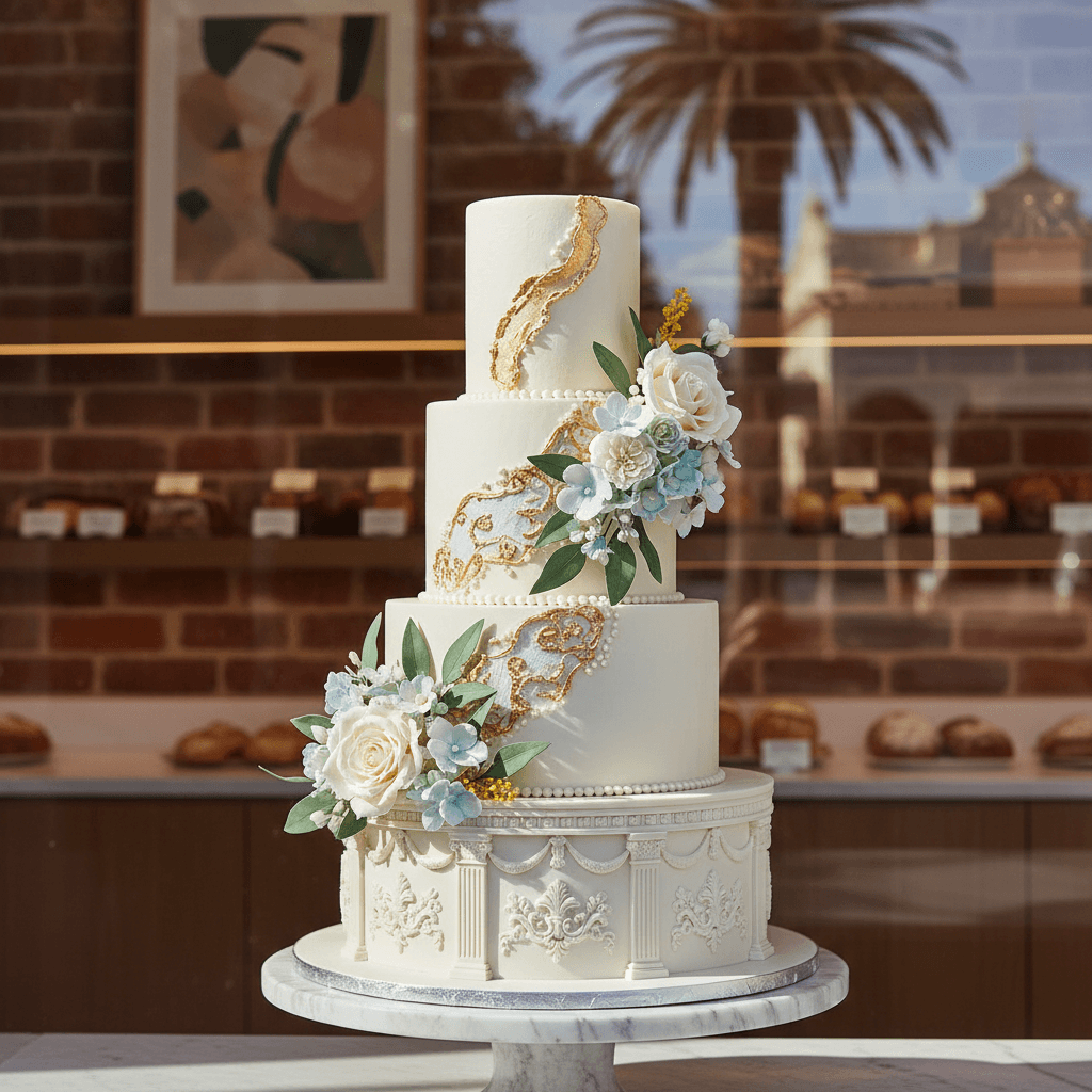 Wedding cake by Fiorentina Patisserie & Cafe